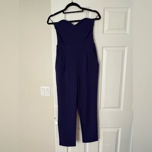Express Strapless Blue Jumpsuit